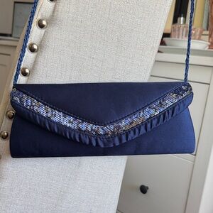 Vintage Jessica McClintock Navy Blue Sequin Evening Bag